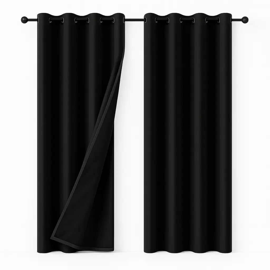 Cortina blackout com ilhós, versátil para uso em diferentes cômodos da casa.