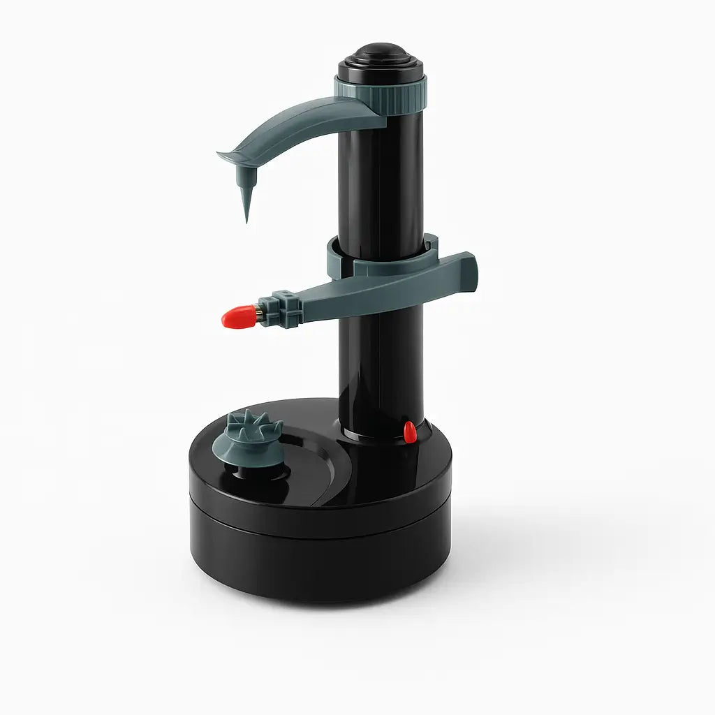 Descascador automático multifuncional sendo utilizado para descascar frutas e vegetais com praticidade.