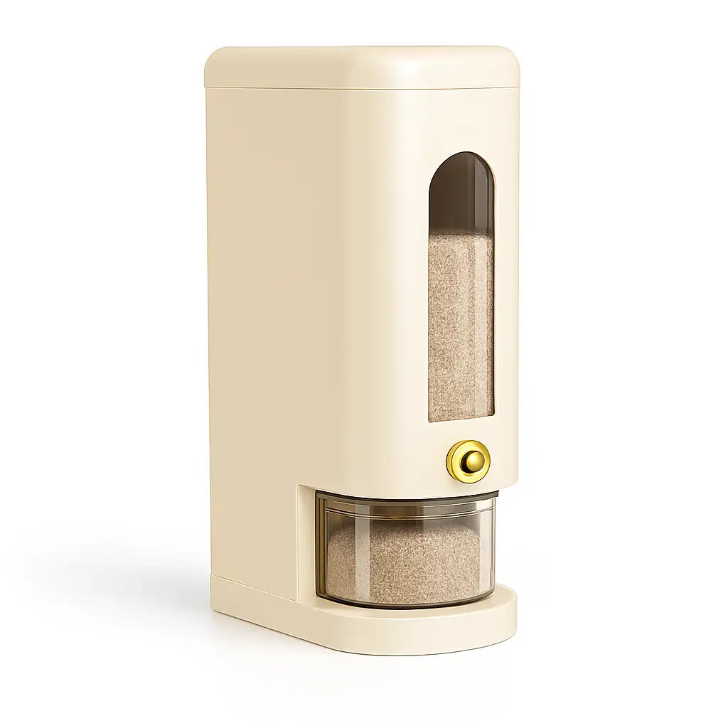 Design moderno e funcional do Dispensador Automático de Cereais, que combina com o estilo da sua cozinha e oferece organização eficiente.