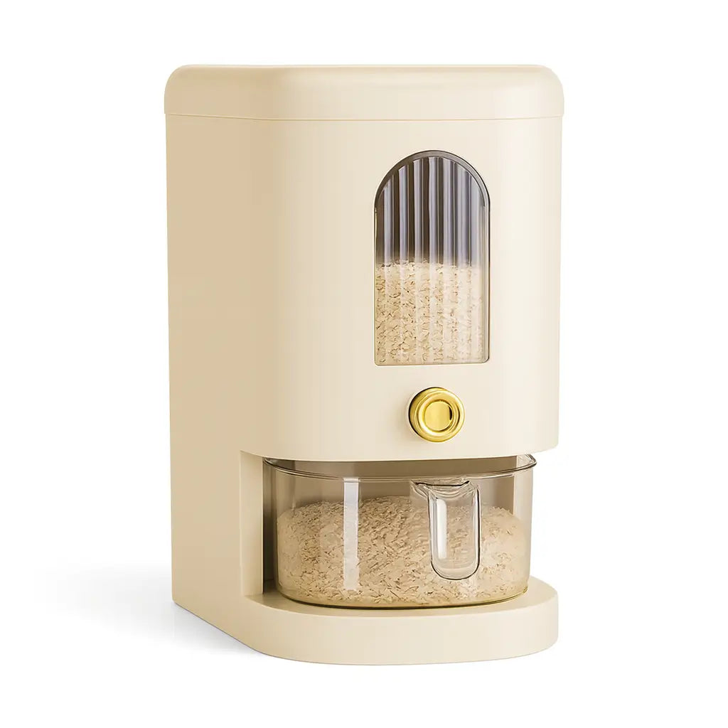 Janela visual para monitorar o nível dos grãos no Dispensador Automático de Cereais, proporcionando conveniência e controle.