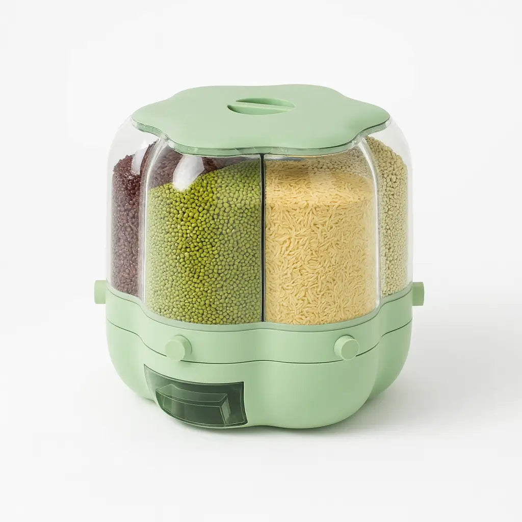 Vedação total do Dispensador de Cereais Rotativo, protegendo os grãos contra umidade e infestação de insetos.