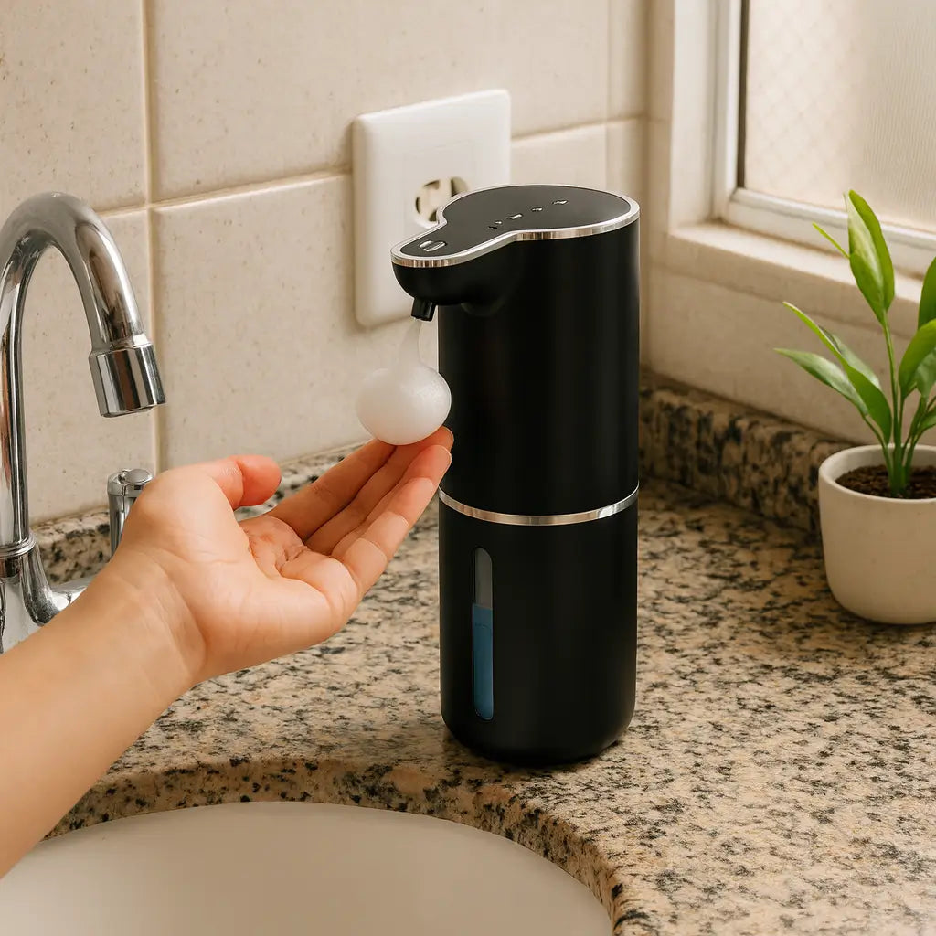 Dispensador de sabão automático com sensor touchless para higiene sem contato nas mãos