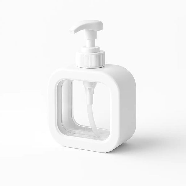 Dispenser de sabão manual econômico que garante limpeza eficaz e consumo controlado.