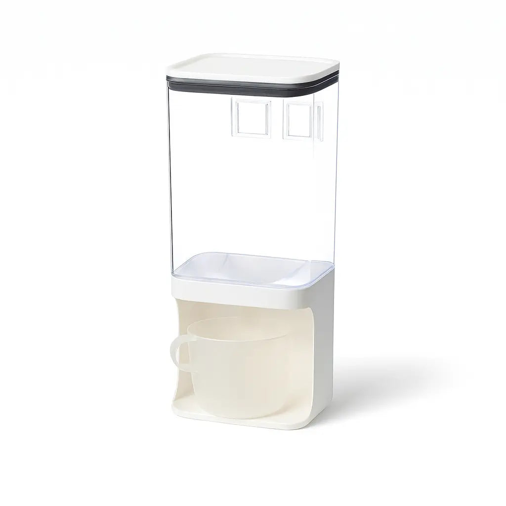 Distribuidor de Alimentos Secos nas capacidades de 1000ML e 1500ML, perfeito para manter alimentos frescos e organizados.