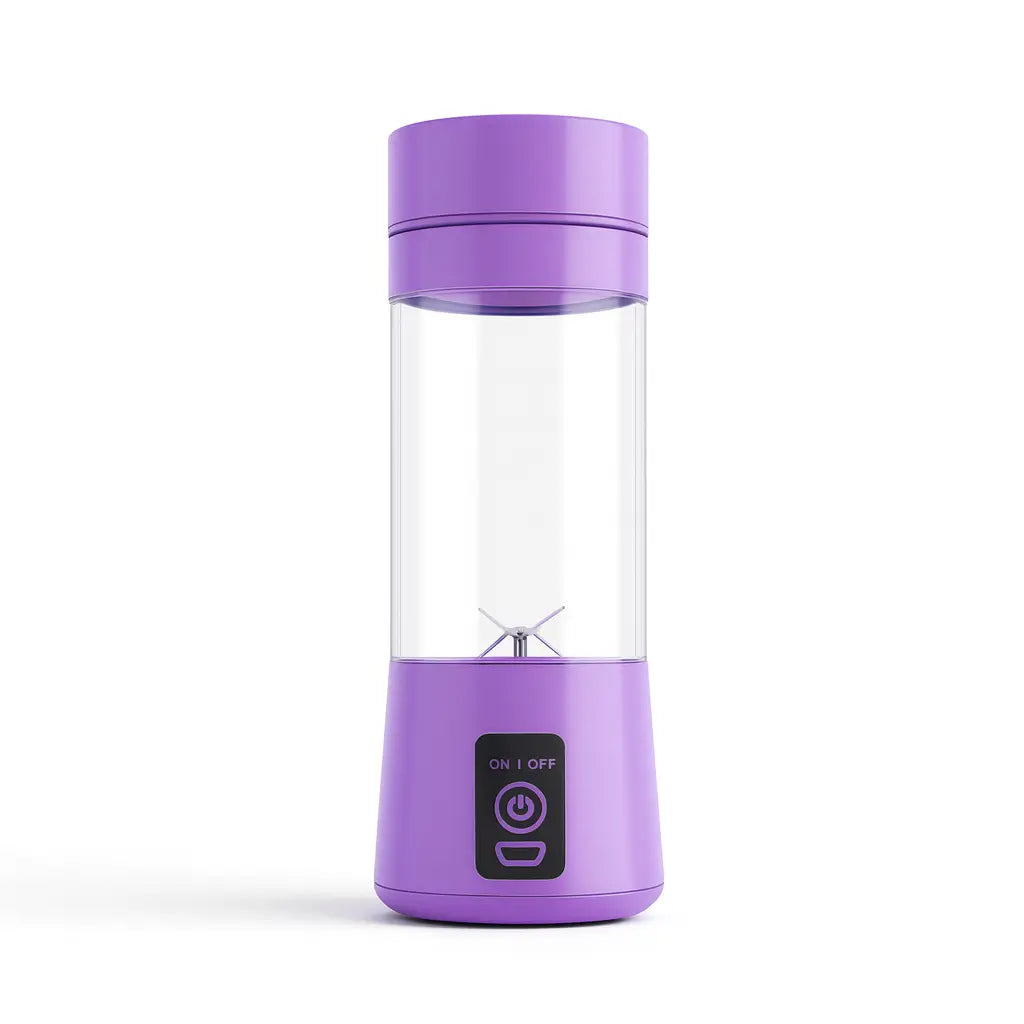 Liquidificador portátil USB sendo usado para misturar smoothies, shakes e sucos naturais.