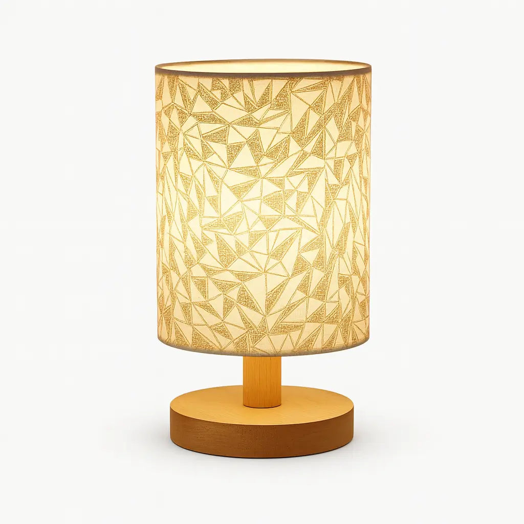 Luminária de mesa de linho com design compacto e portátil, perfeita para espaços pequenos e para transporte fácil.