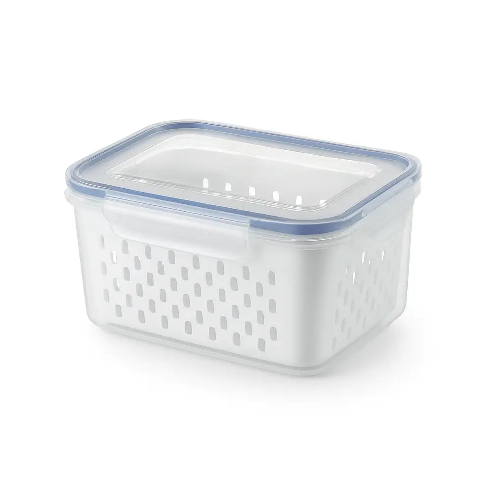 Organizador de Geladeira Dupla Camada com Dreno para Frutas e Legumes