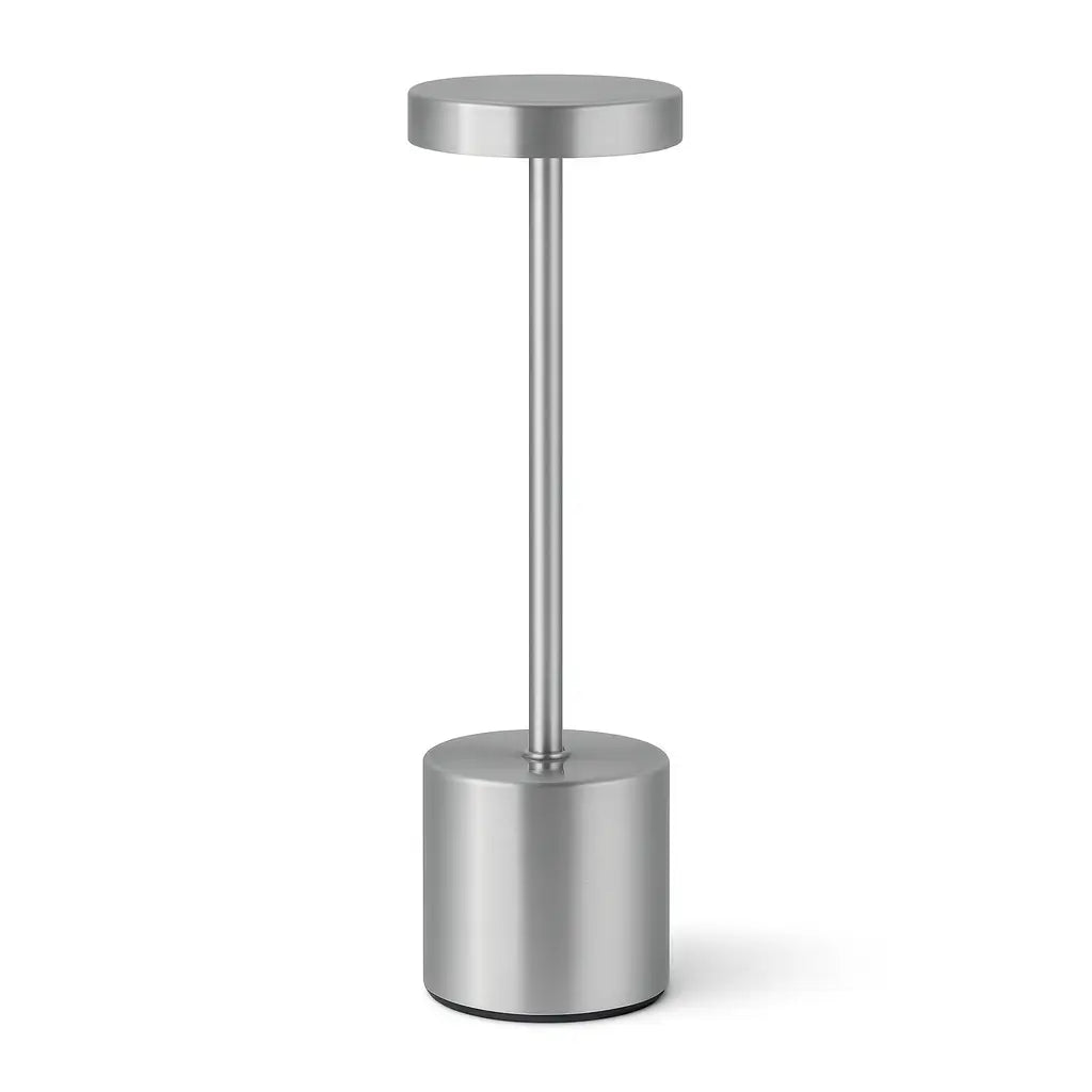 Candeeiro de Mesa LED demonstrando suas três opções de temperatura de cor – branco quente, branco natural e branco frio – para ambientes personalizados.