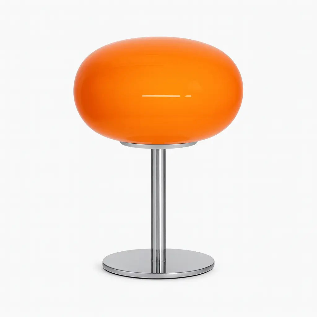 Abajur Bauhaus de Vidro em um escritório moderno, combinando design minimalista com funcionalidade.

