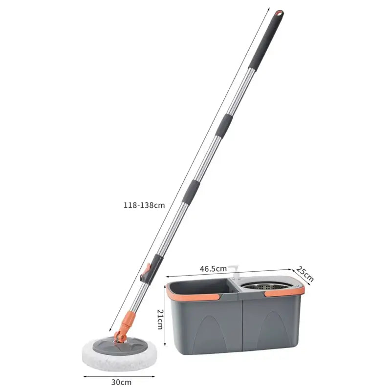 Mop Giratório 360° com Balde Duplo Duas Águas – Cabo Inox Ajustável
