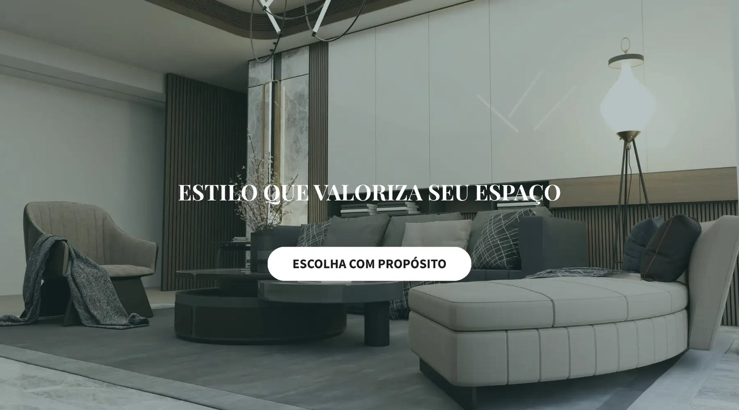 Banner hero minimalista destacando organização elegante para casa com estética clean