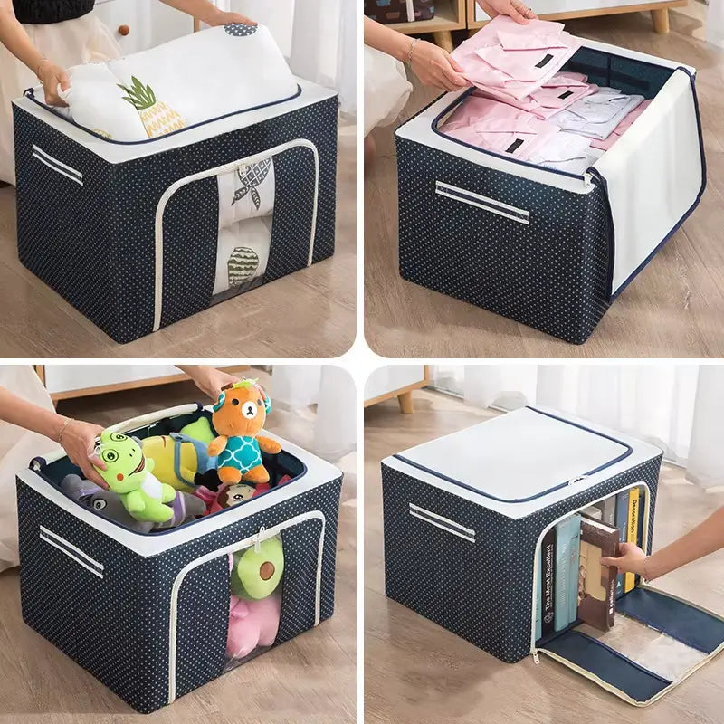 Bolsa de armazenamento para roupas dobrável que economiza espaço e facilita a organização do guarda-roupa
