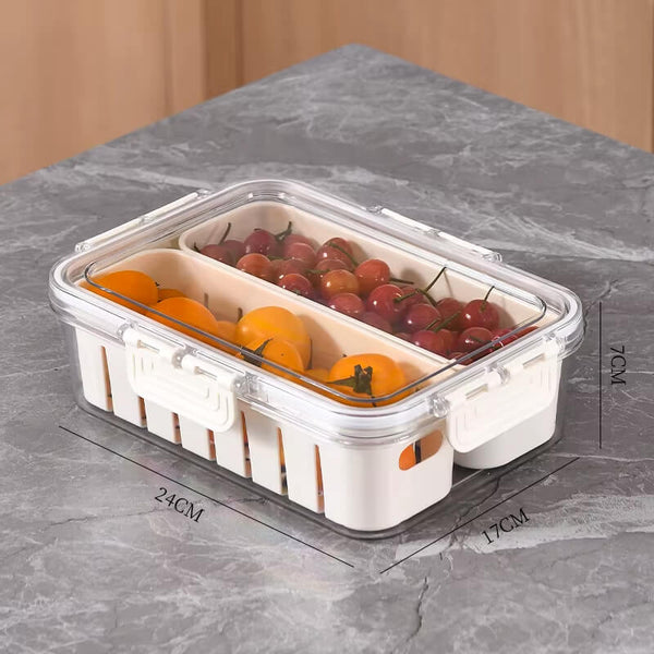 Caixa de Armazenamento Empilhável para Geladeira, ideal para organizar e otimizar o espaço na sua geladeira.