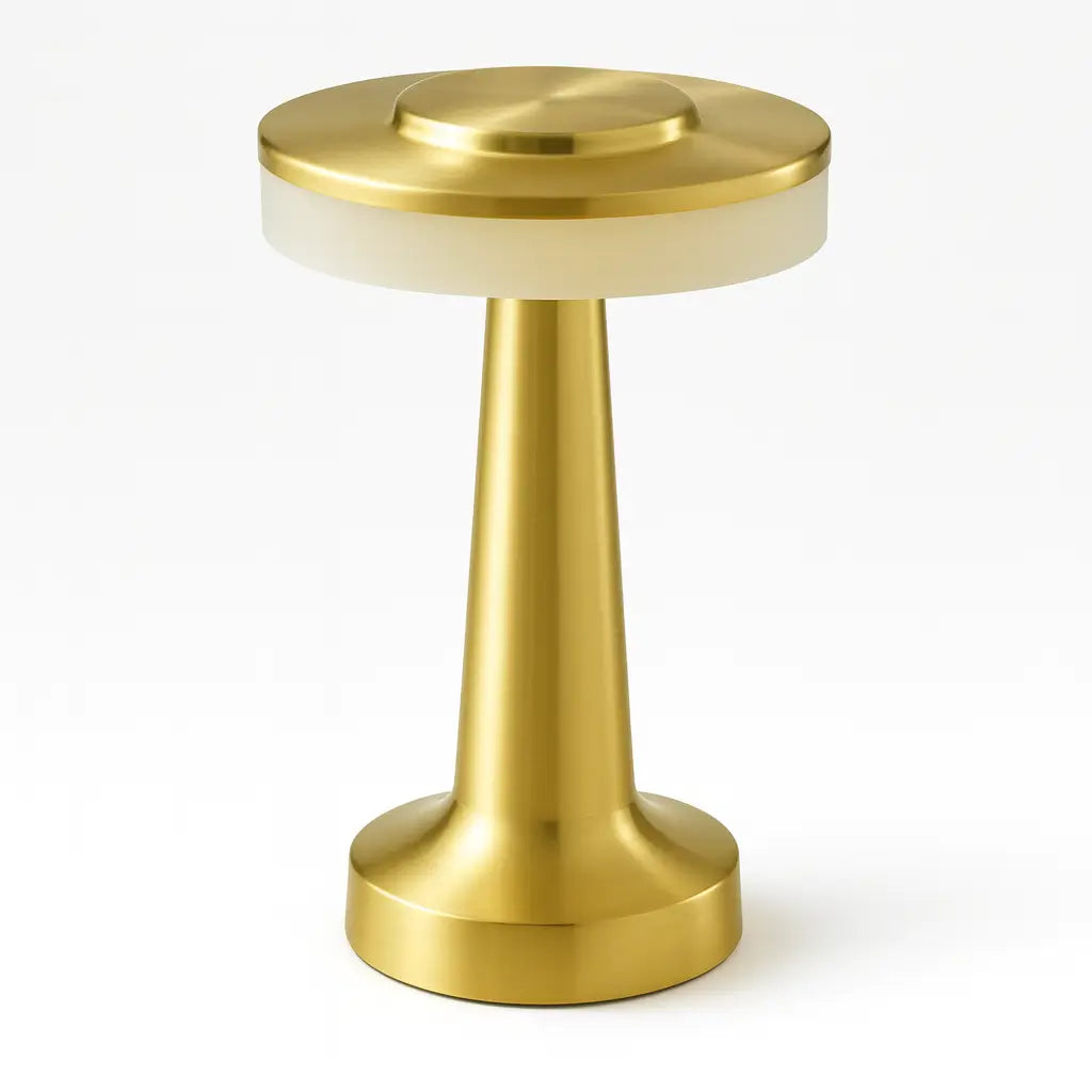 Close do interruptor de toque do Candeeiro Retro USB LED, que permite ajuste contínuo do brilho e mudança entre três temperaturas de cor.