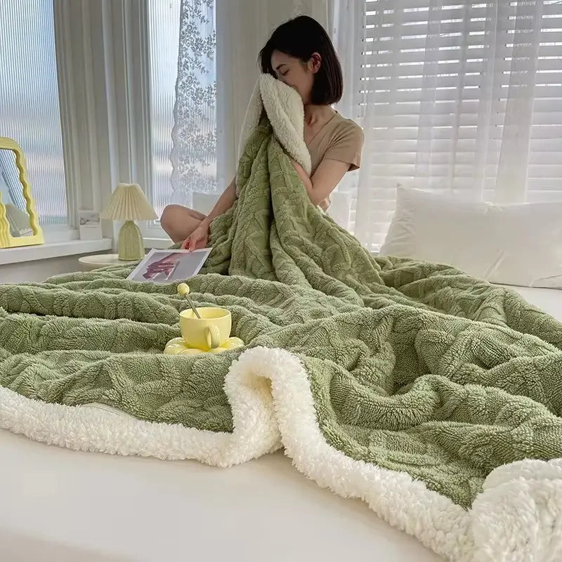 Cobertor de flanela lambswool, oferecendo conforto e sofisticação para qualquer ambiente.