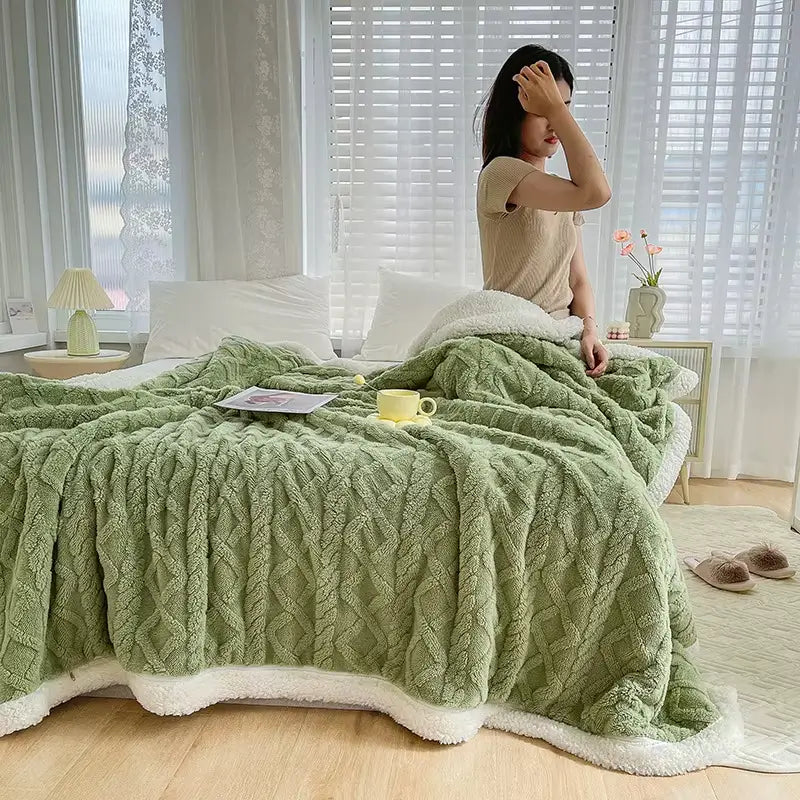 Cobertor de flanela lambswool como peça decorativa para ambientes acolhedores.