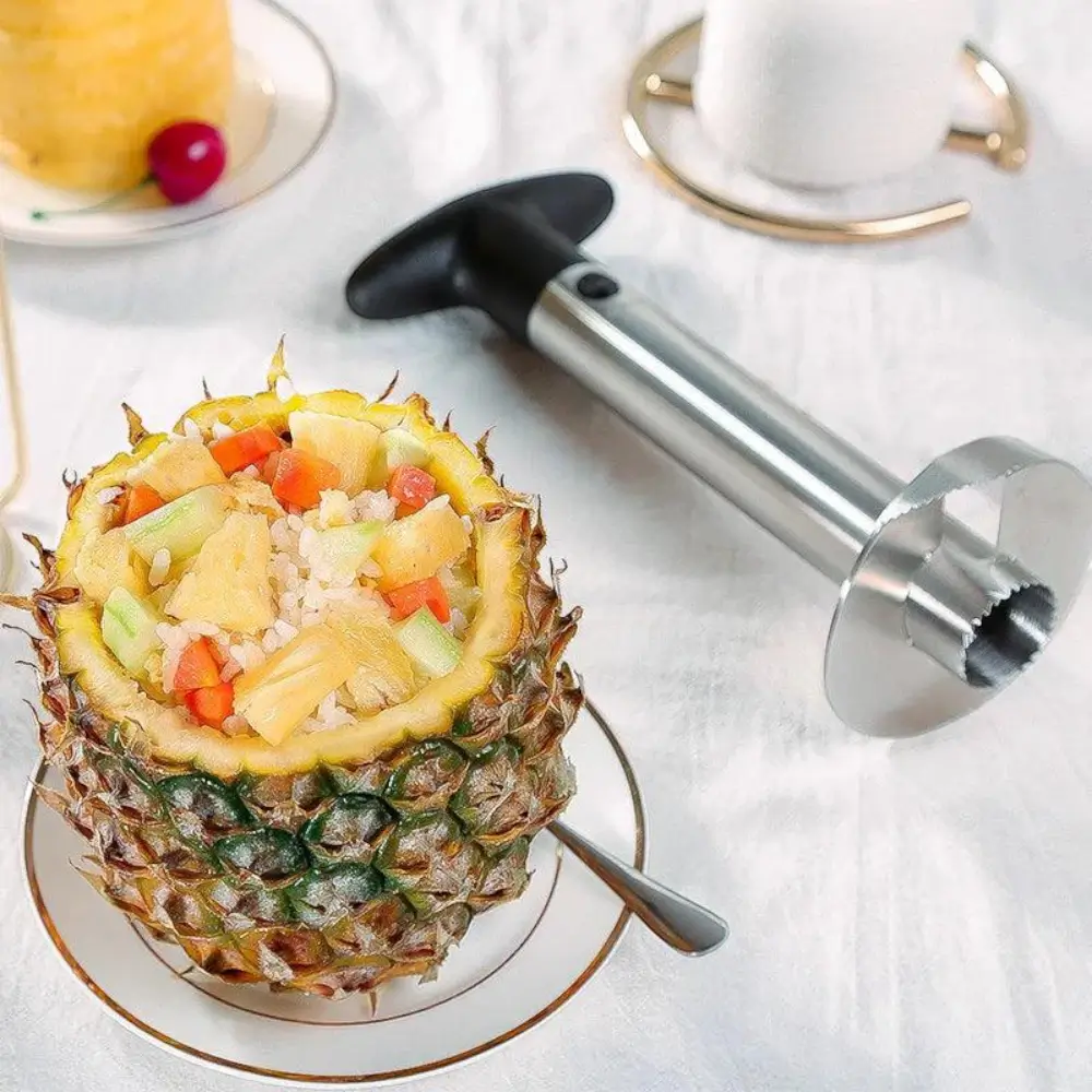 Descascador espiral de abacaxi fácil de usar, ideal para preparar frutas frescas em segundos