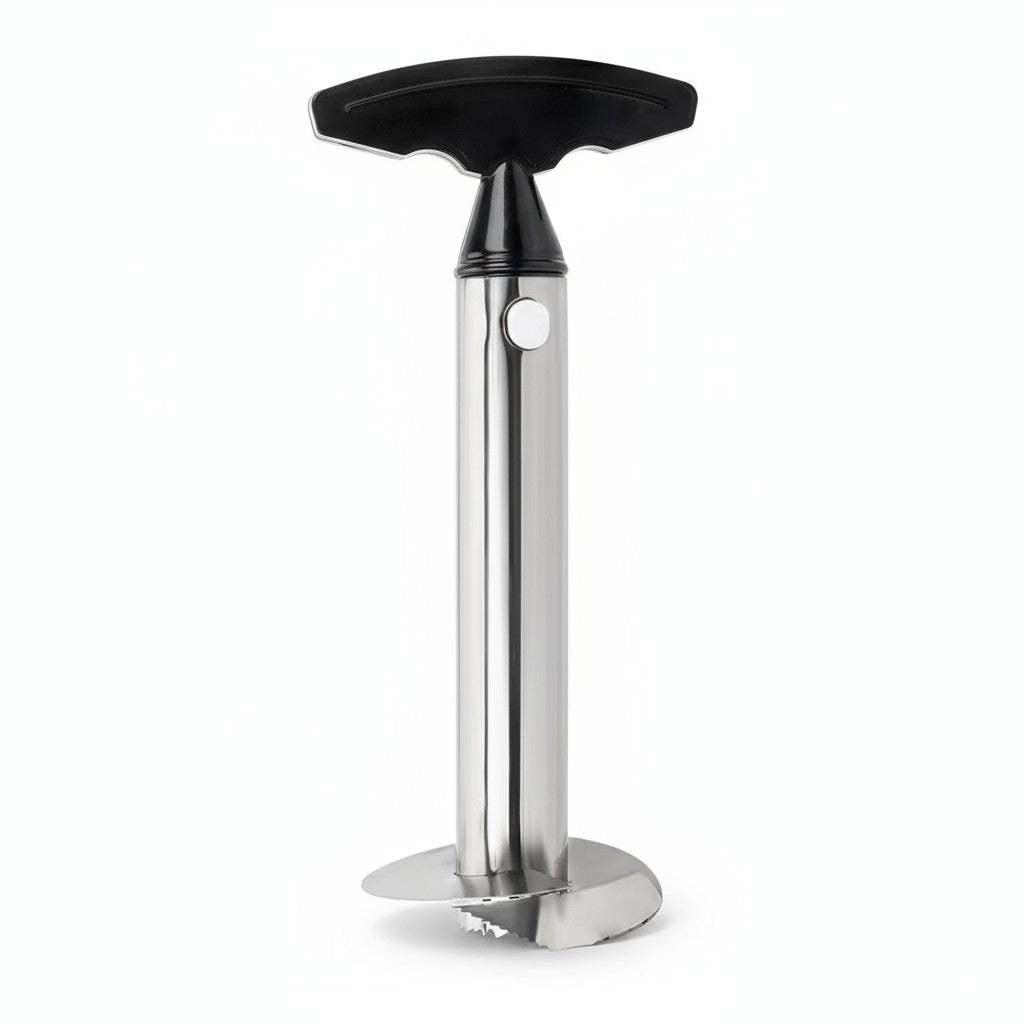 Descascador espiral de abacaxi em inox com corte rápido que remove o miolo e cria fatias perfeitas