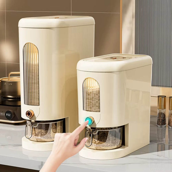 Dispensador Automático de Cereais 5kg, com vedação hermética para manter os grãos frescos e protegidos contra umidade e contaminação.