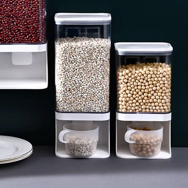 Distribuidor de Alimentos Secos de 1000ML, ideal para armazenar alimentos como aveia, grãos e café, mantendo-os frescos e protegidos.