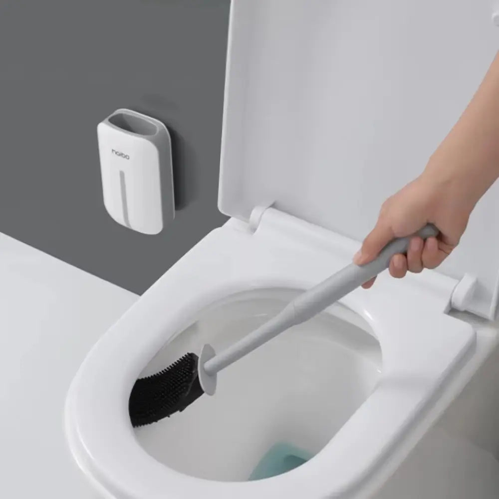 Escova sanitária plana com cabeça flexível para limpeza eficiente de cantos e bordas do vaso