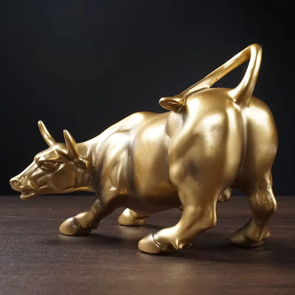 Escultura de resina Wall Street Bull com acabamento luxuoso para adornar escritórios e home offices