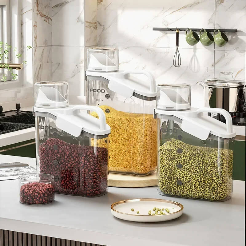 Jarra Hermética Multiuso com design elegante, perfeita para organizar alimentos na cozinha.