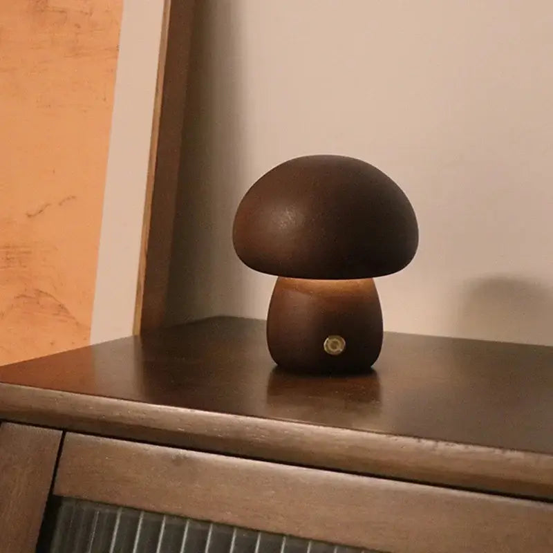 Luminária Noturna Cogumelo compondo a decoração de um ambiente moderno e minimalista.