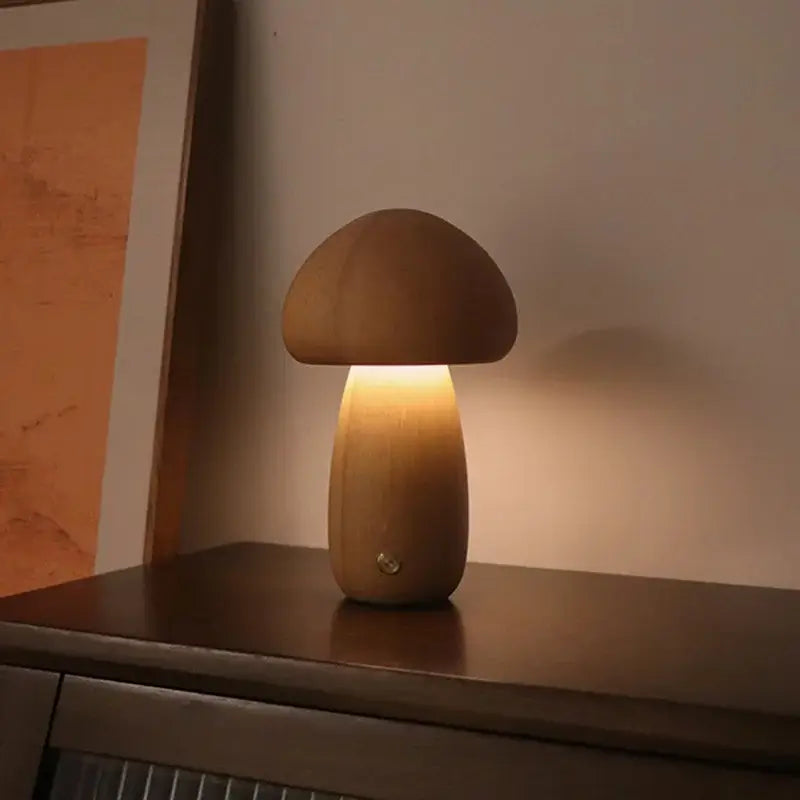 Luminária Cogumelo com controle touch, permitindo acender, apagar e ajustar o brilho com um simples toque.