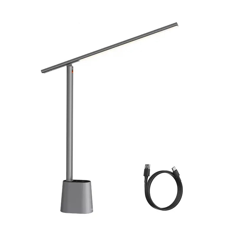 Luminária de Mesa Baseus LED em uso, exibindo seu design moderno, opções de temperatura de cor e controle contínuo de brilho para uma experiência de iluminação personalizada.