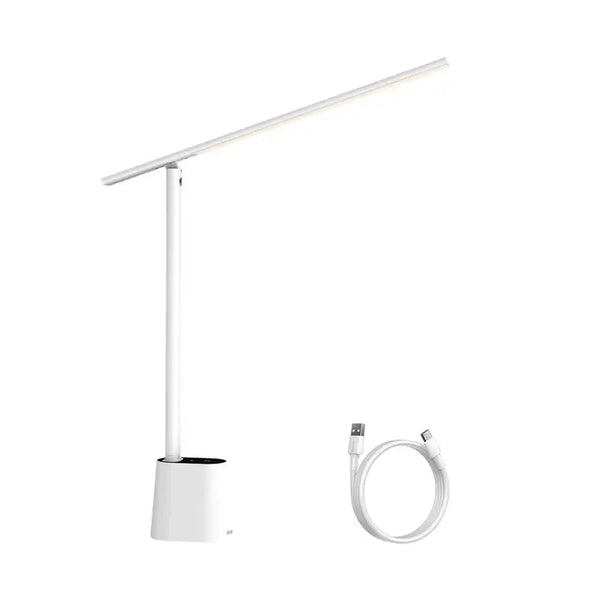 Luminária de Mesa Baseus LED com sensor integrado que ajusta automaticamente o brilho, proporcionando iluminação uniforme e conforto visual para estudo e trabalho.