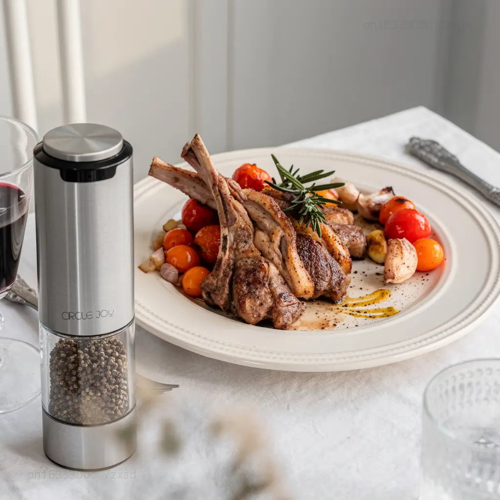 Luz LED integrada iluminando a área de moagem do moedor elétrico para controle visual da espessura e quantidade