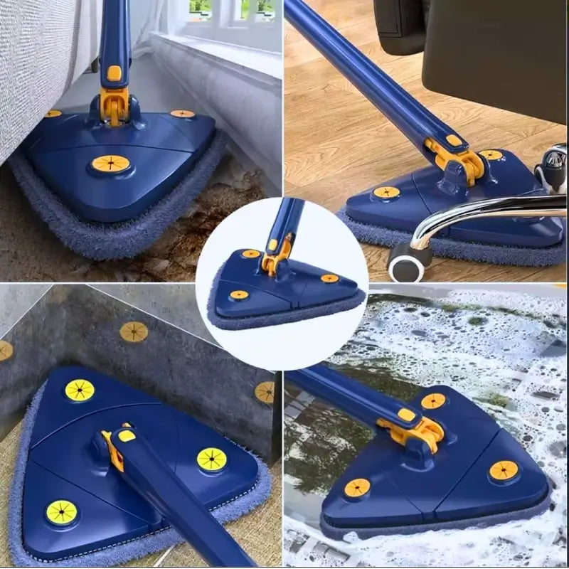 Mop giratório 360° com refil de microfibra que remove sujeira e absorve líquidos com eficiência