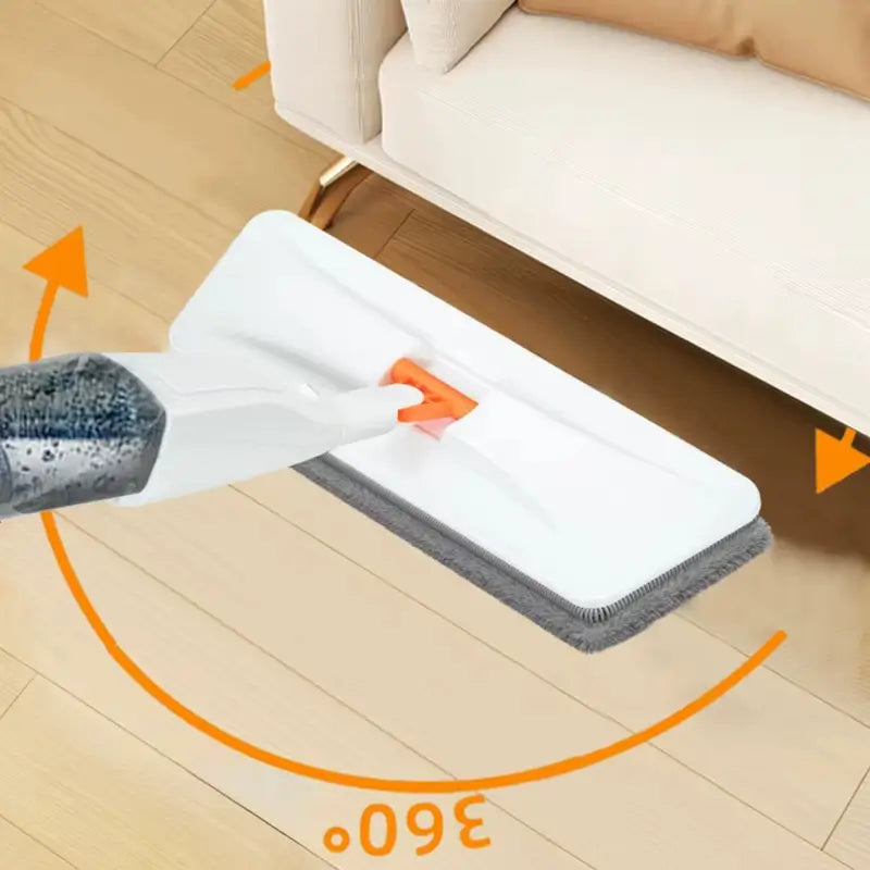 Mop spray de microfibra com reservatório integrado, ideal para higienizar rapidamente qualquer superfície