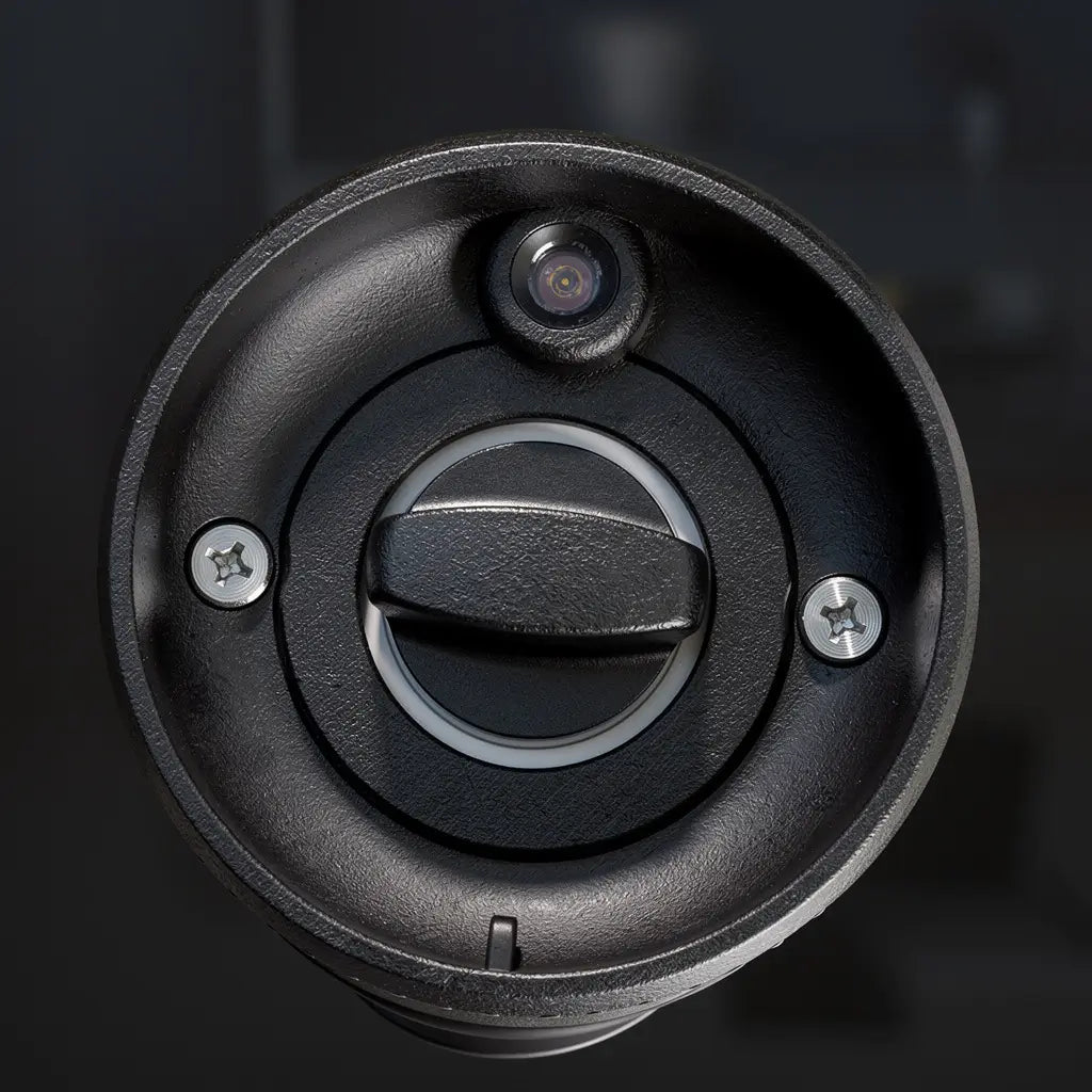 Detalhe do núcleo de moagem cerâmica de alta durabilidade do moedor elétrico, resistente ao desgaste