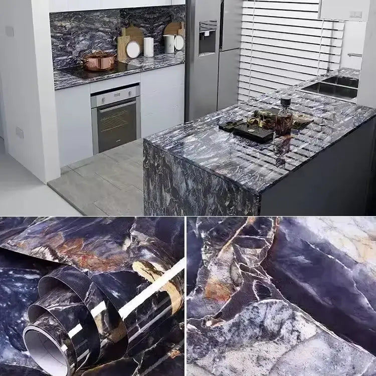 Papel de parede autoadesivo marmorizado para projetos rápidos de design interior com resultado profissional