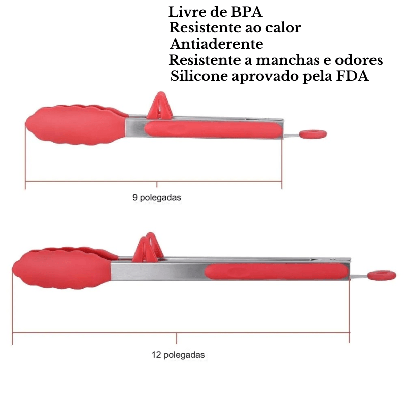 Pinça de cozinha inox com design moderno e acabamento polido que valoriza sua cozinha