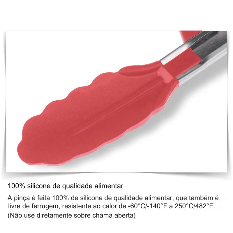 Pinça de cozinha resistente de uso profissional, projetada para suportar altas temperaturas