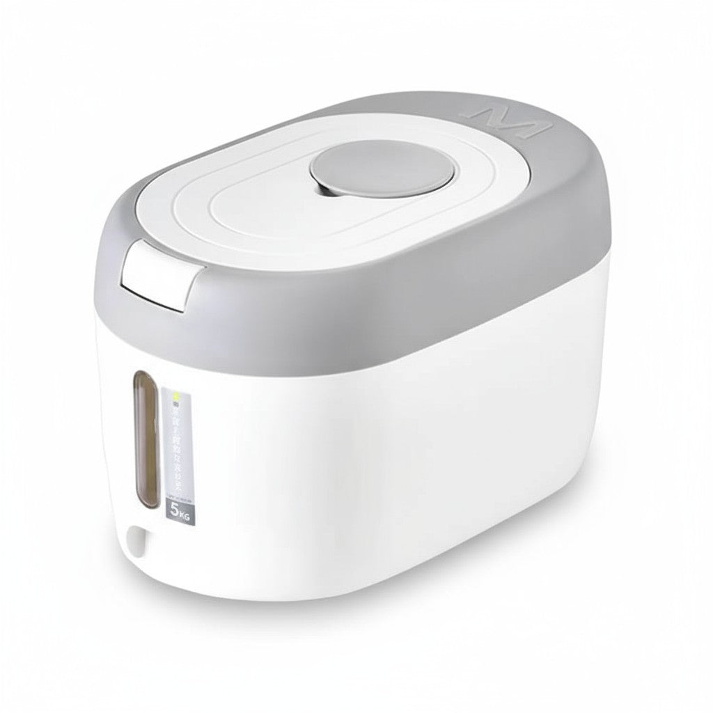 Porta Mantimentos de Cozinha para 5kg, com design compacto e moderno, ideal para manter arroz, cereais e grãos frescos e organizados.