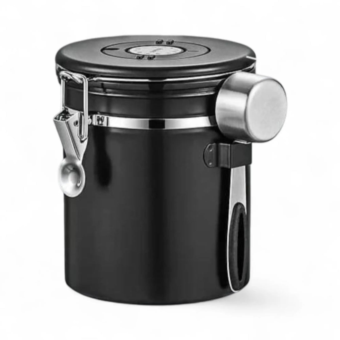 Pote Hermético Gourmet com colher de medição e design sofisticado em todas as capacidades.