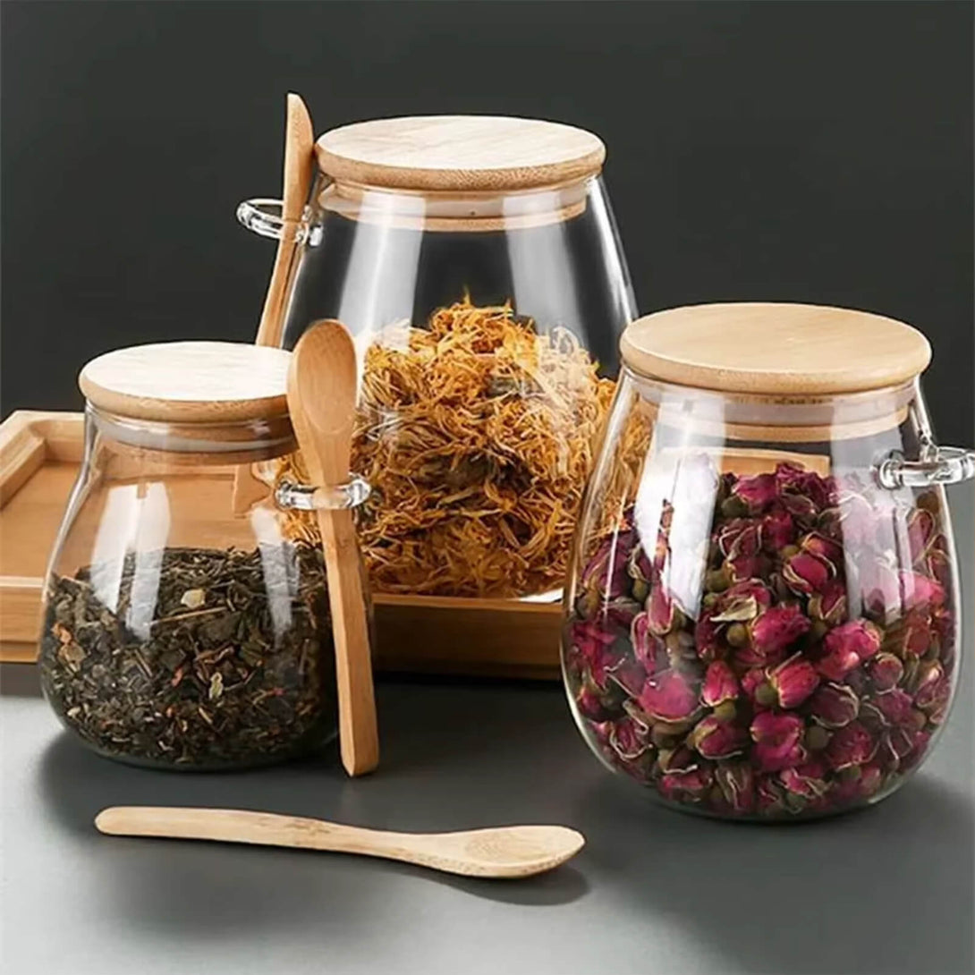 Pote de Vidro Hermético Multifuncional com design sofisticado e funcional para cozinha.