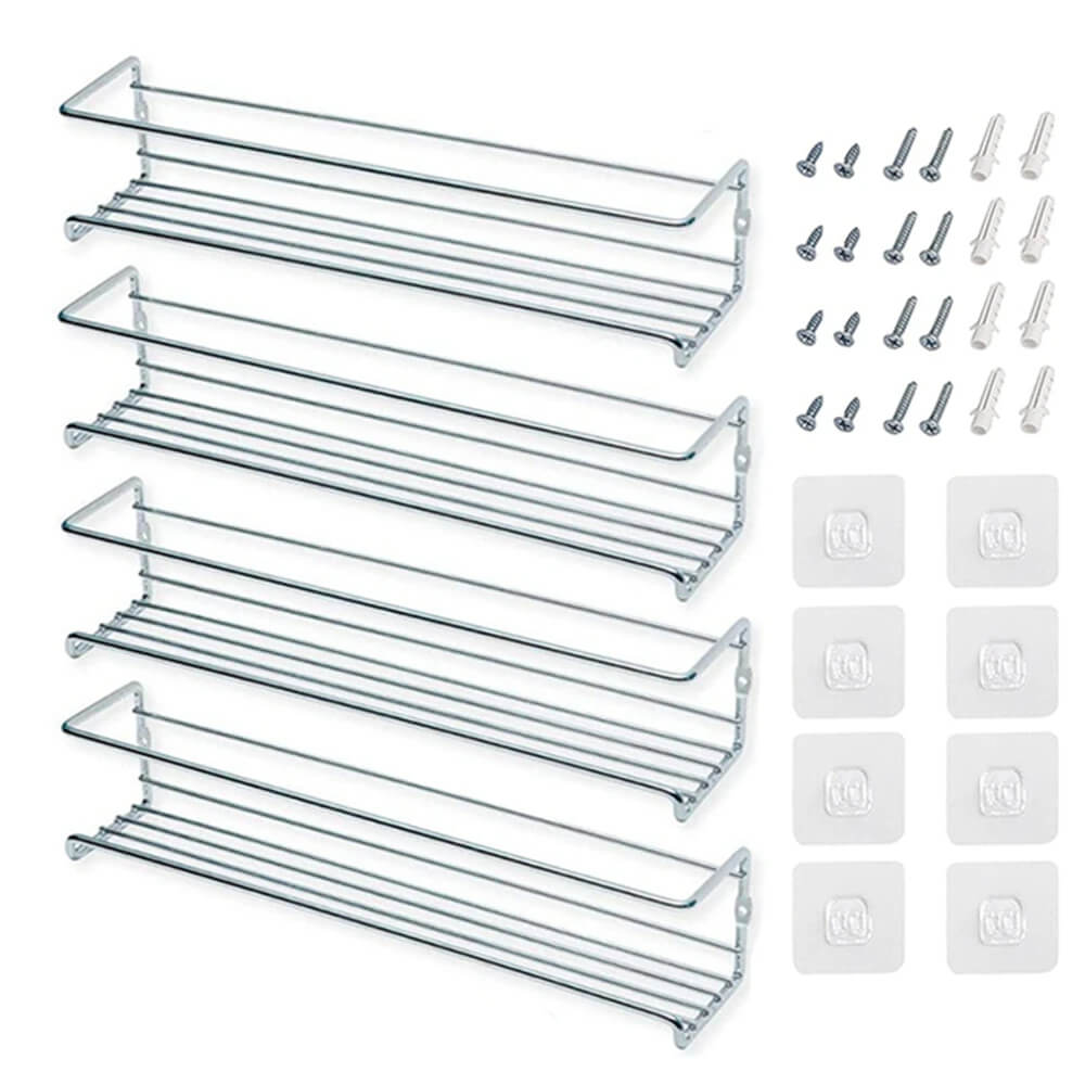 Prateleira de ferro multifuncional montada na parede, ideal para otimizar espaços.