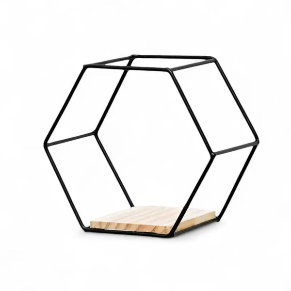 Rack de parede hexagonal com design nórdico elegante, perfeito para exposição de objetos