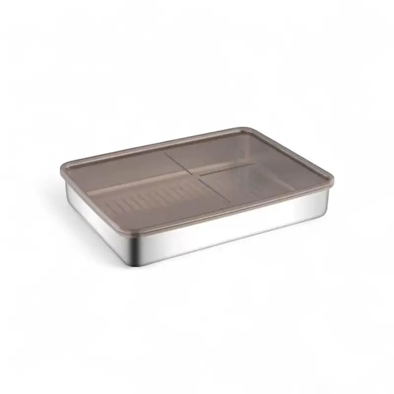 Recipiente de Aço Inox com design moderno, mantendo alimentos organizados e frescos com vedação hermética de alta qualidade.