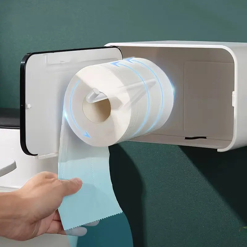 Suporte de papel higiênico à prova d’água com design moderno que mantém rolos secos e organizado