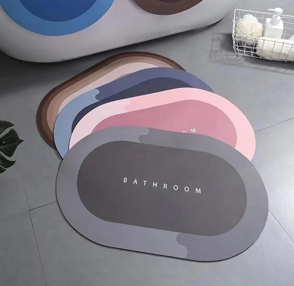 Tapete de banheiro oval antiderrapante que proporciona conforto e segurança ao pisar