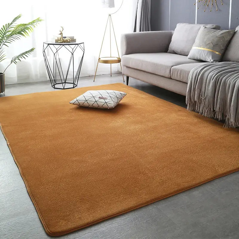 Quarto confortável e estiloso com o Tapete Coral Velvet, adicionando charme e praticidade.
