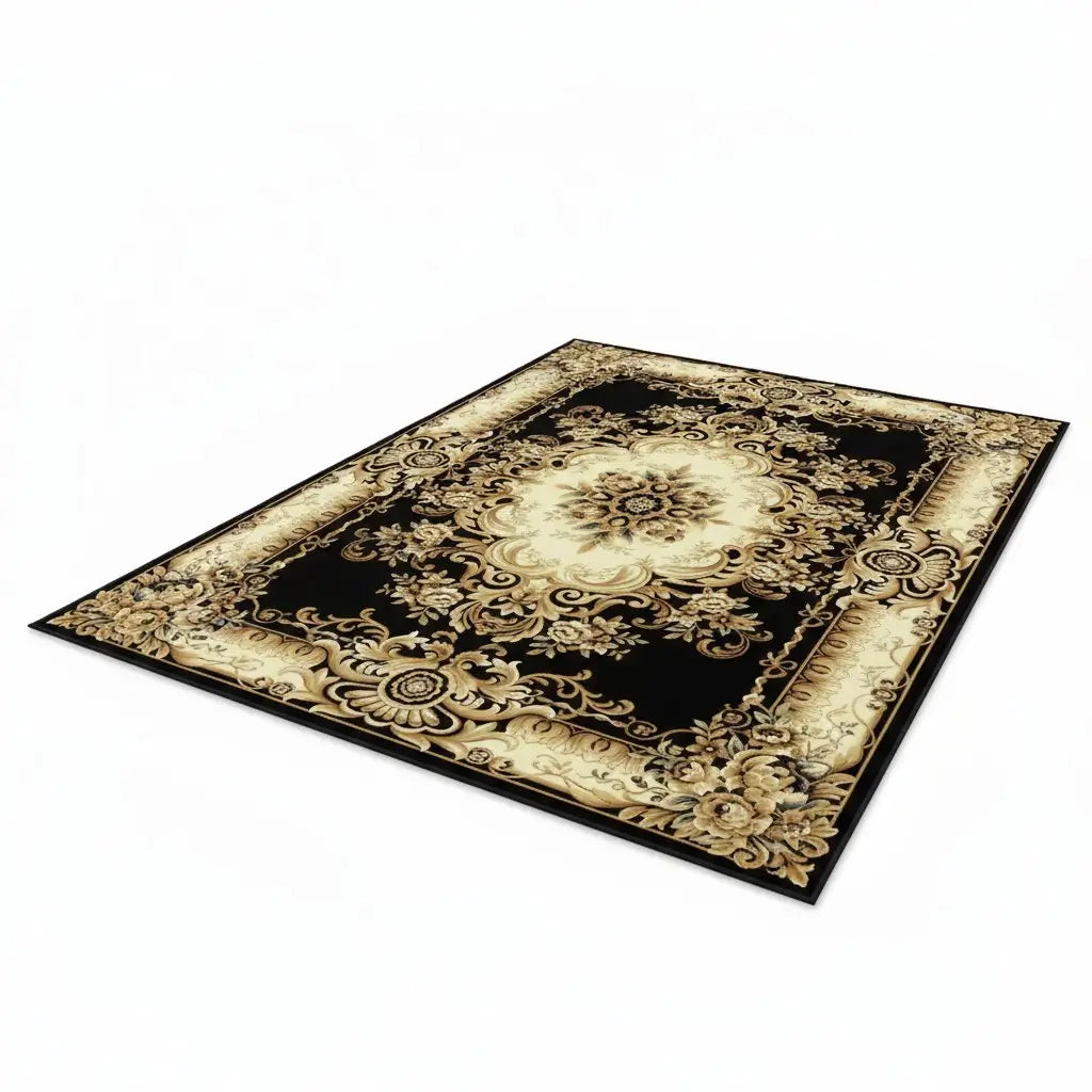 Detalhe do design luxuoso do Tapete Europeu, ideal para transformar qualquer ambiente.