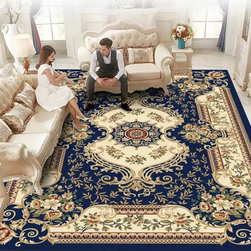 Sala de jantar decorada com o Tapete Europeu, garantindo estilo e funcionalidade.