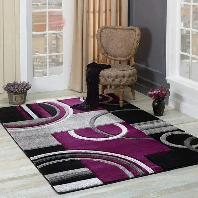 Decoração luxuosa com o Tapete Geométrico Nórdico, destacando o design exclusivo do produto.